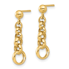 14K Polished Circle Link Post Earrings
