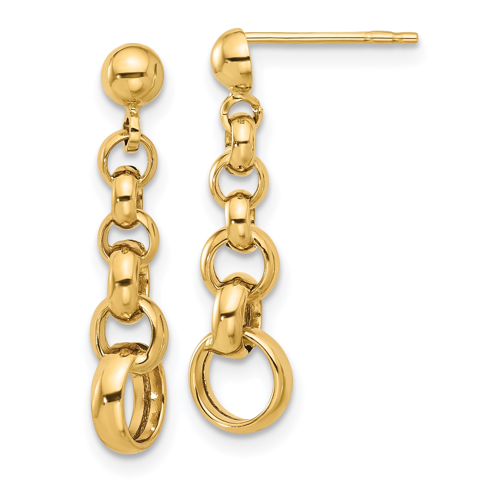 14K Polished Circle Link Post Earrings Main image