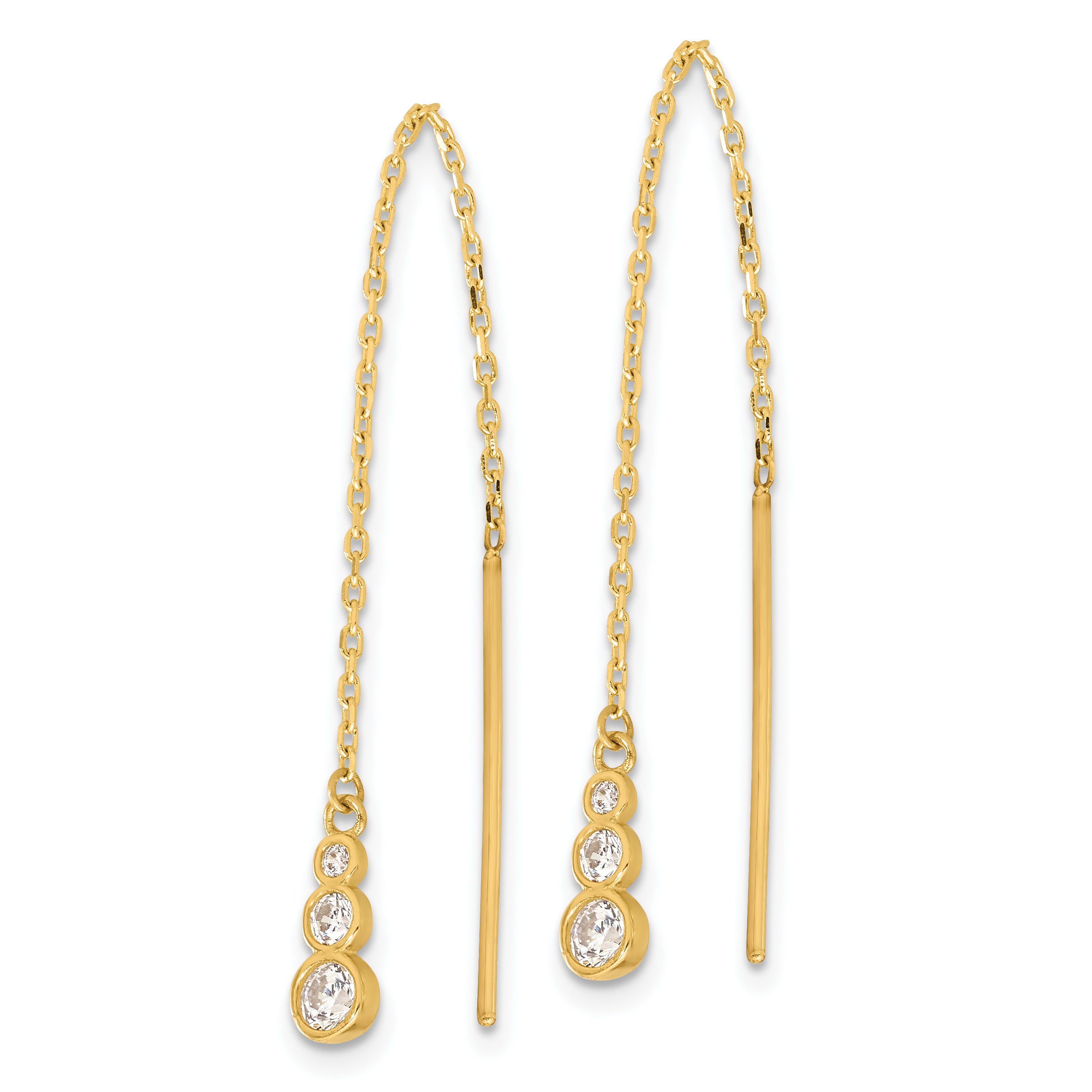 14K Polished CZ Threader Earrings Secondary image