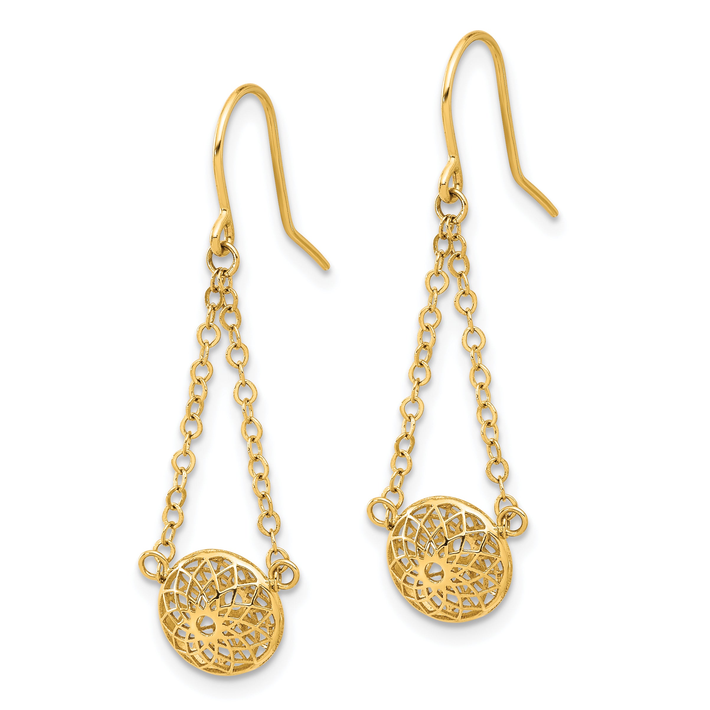 14k Polished Cut Out Hollow Dangle Earrings Secondary image