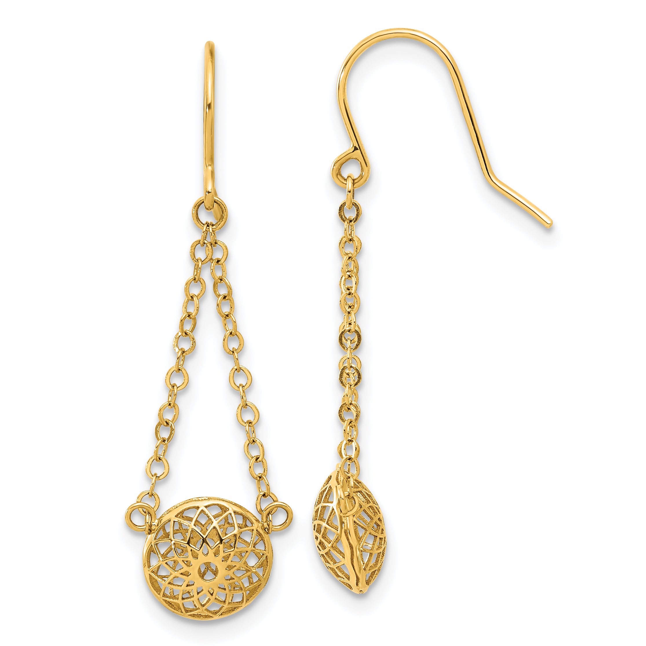 14k Polished Cut Out Hollow Dangle Earrings Main image