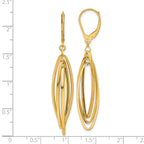 14k Polished Oval Twisted Dangle Leverback Earrings