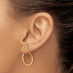 14k Polished Cut Out Hollow Dangle Circle Post Earrings