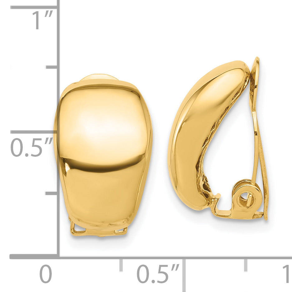 14K Polished Omega Clip Non-pierced Earrings