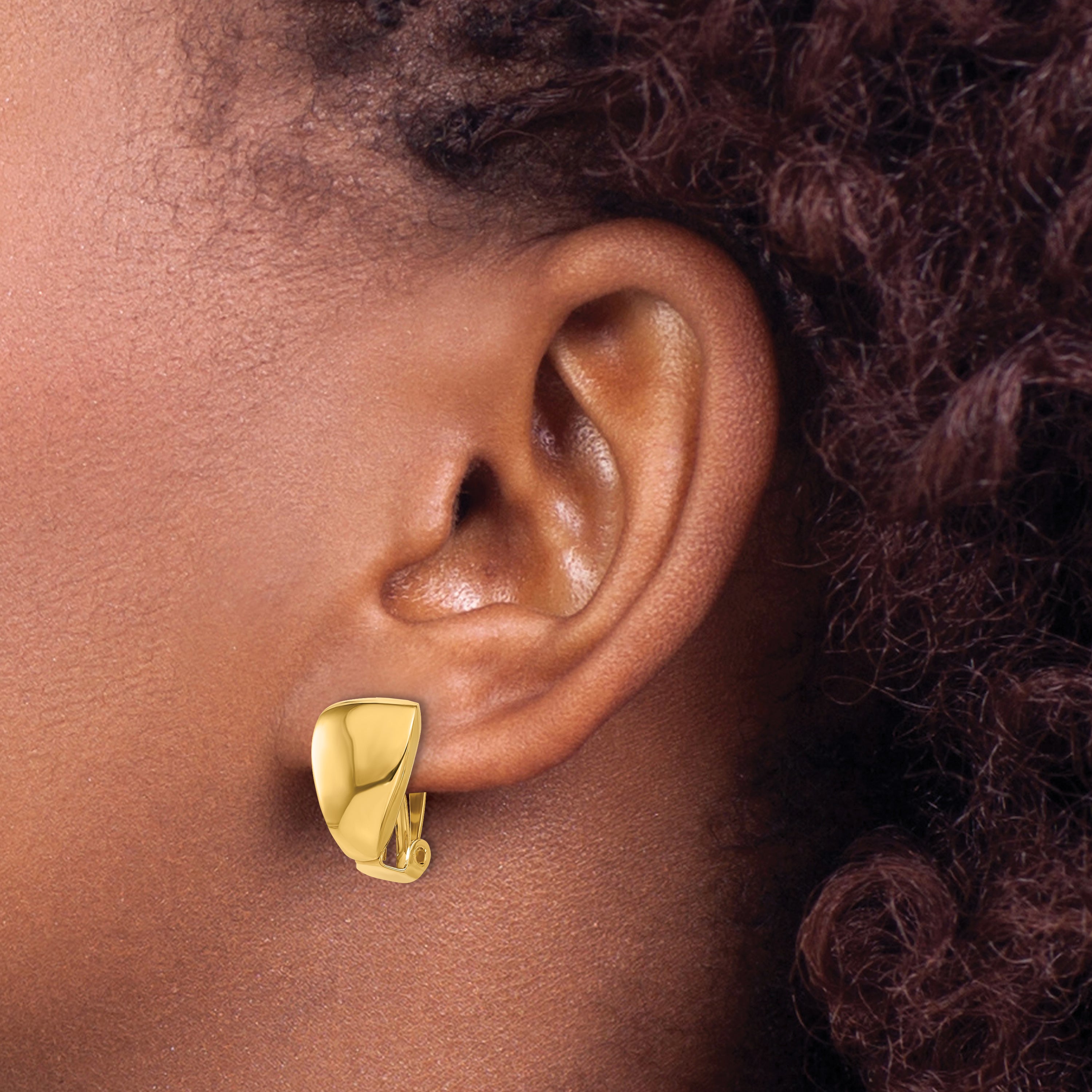 14K Polished Omega Clip Non-pierced Earrings