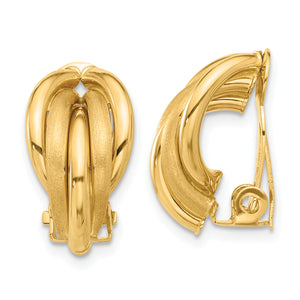 Curved Omega Back Non-Pierced Stud Earrings in 14K Yellow Gold, 10mm - Sophia Jewelers