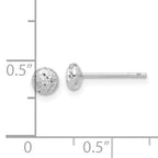 14K White Gold Polished and Diamond-cut 4.5mm Button Post Earrings