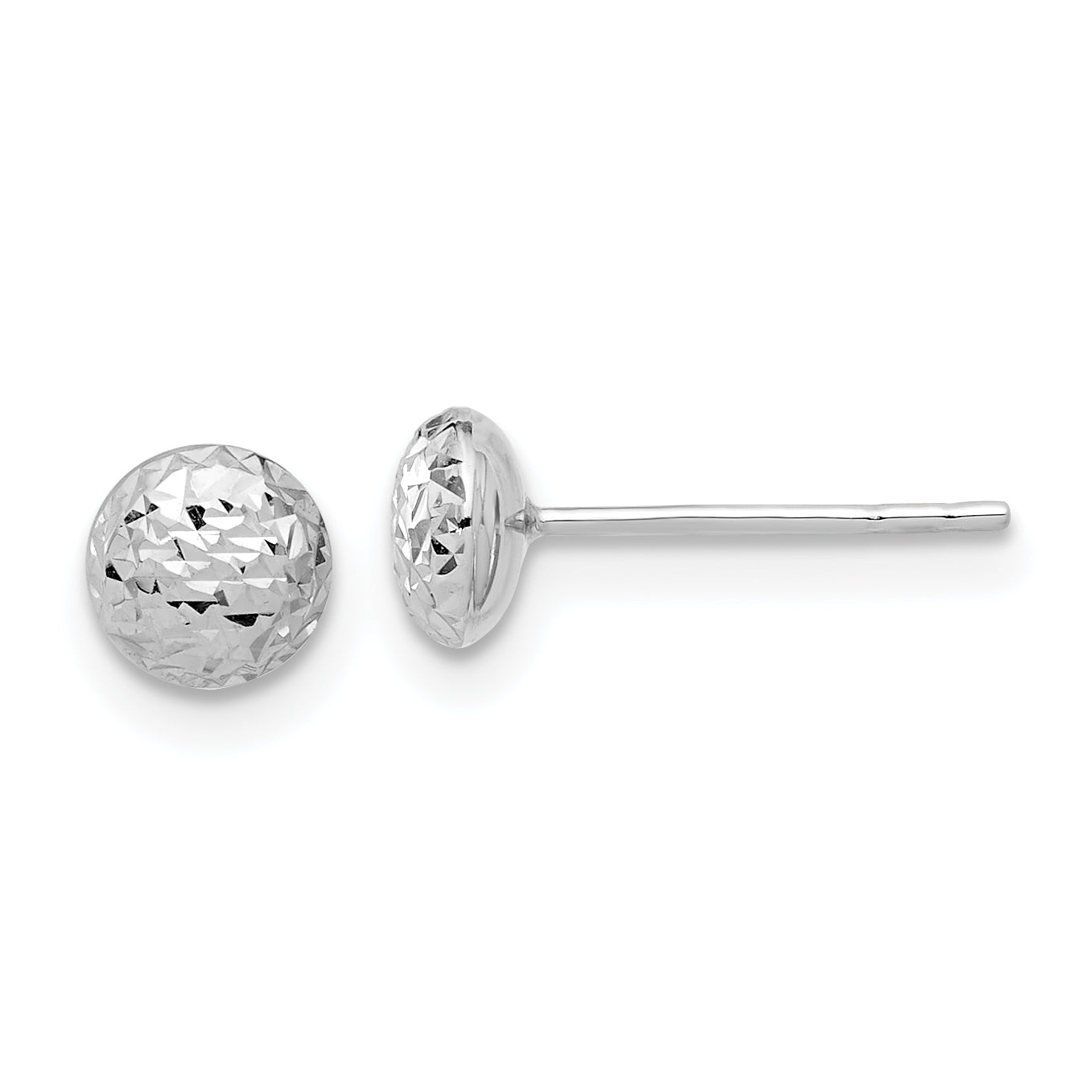 14K White Gold Polished and Diamond-cut 5.5mm Button Post Earrings Main image