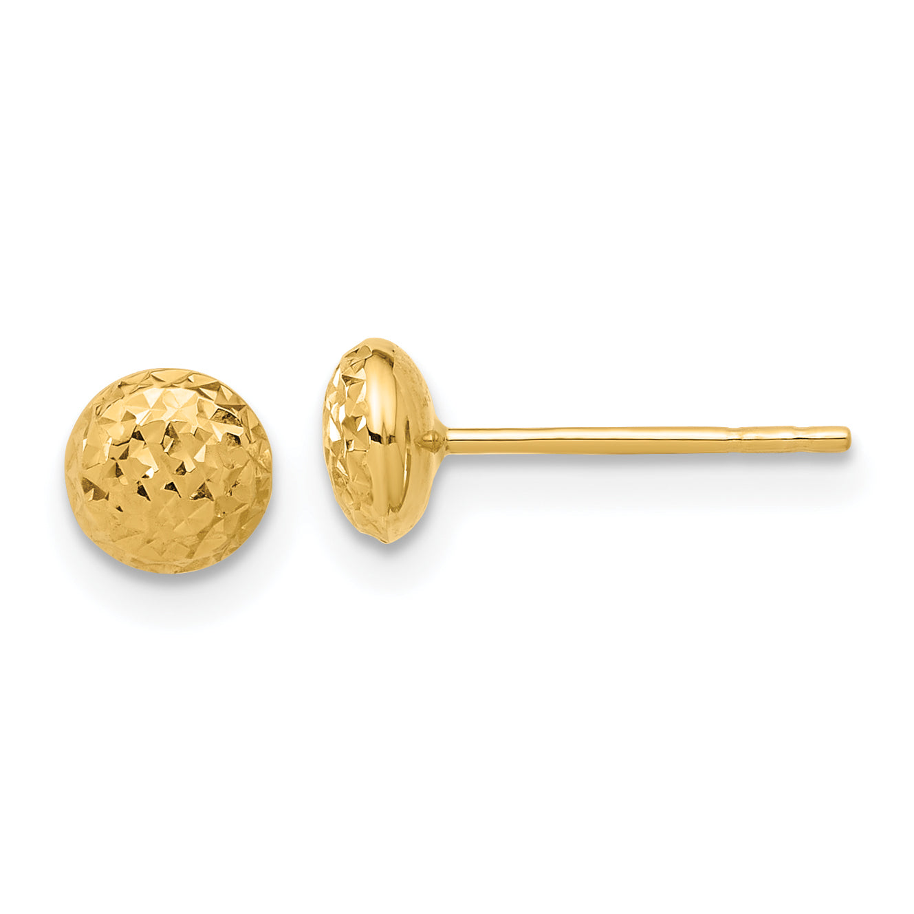 14K Polished and Diamond-cut 5.5mm Button Post Earrings Main image