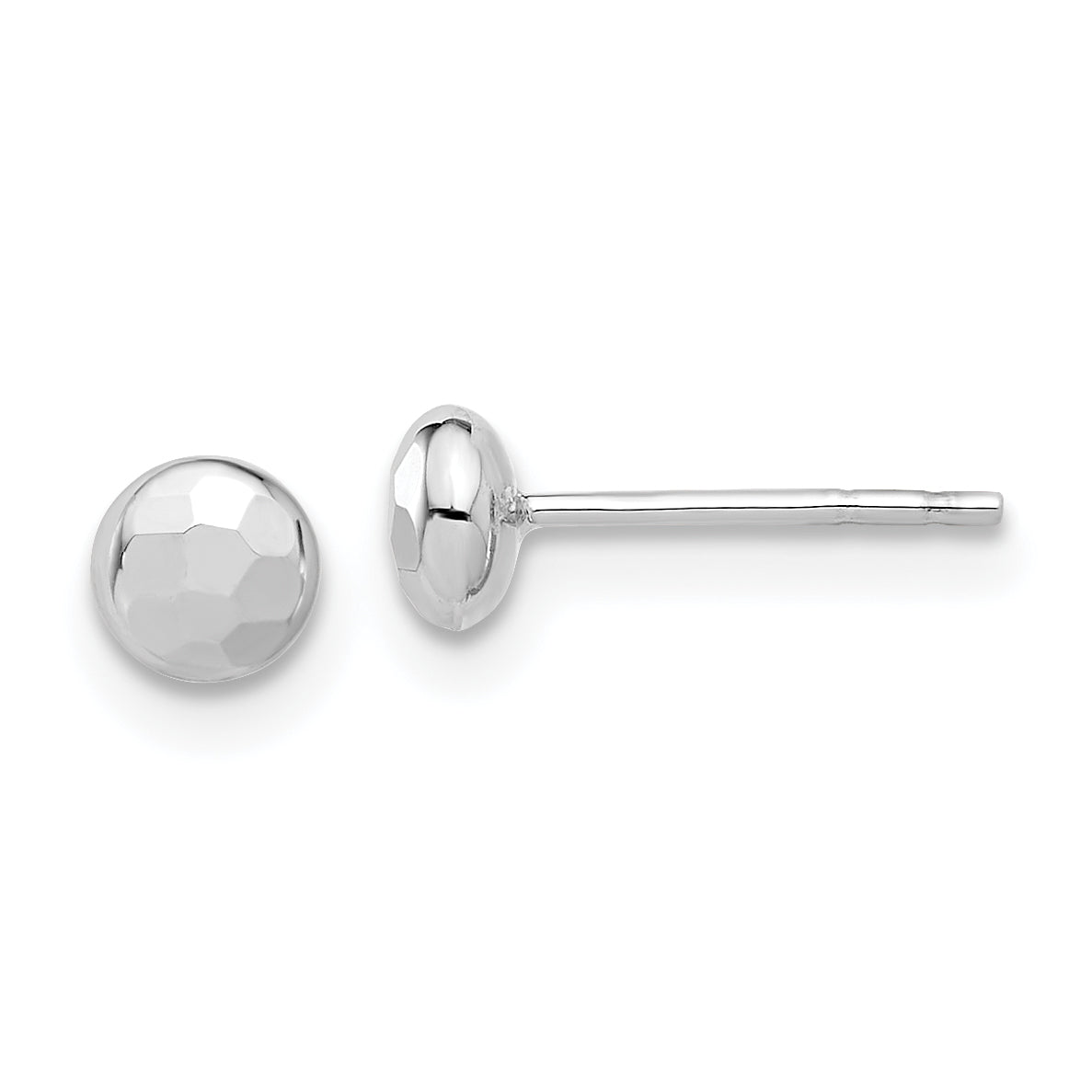 14K White Gold Polished and Diamond-cut 4.5mm Button Post Earrings Main image