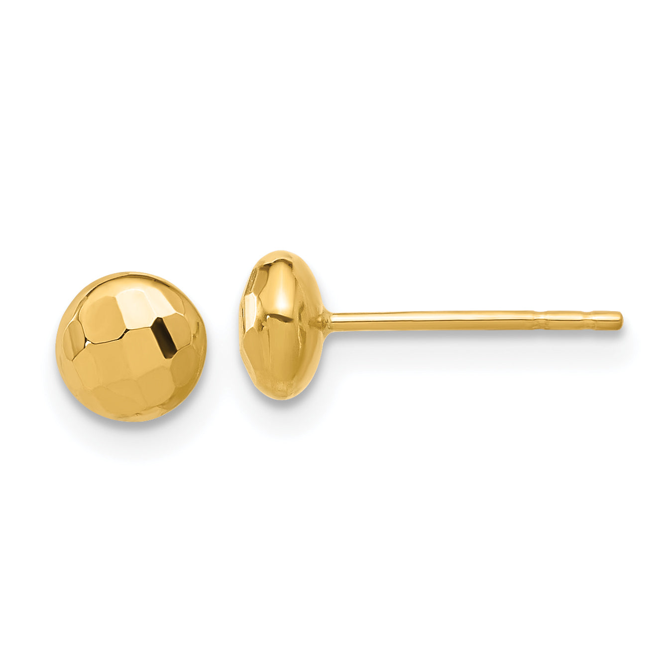 14K Polished and Diamond-cut 5.5mm Button Post Earrings Main image