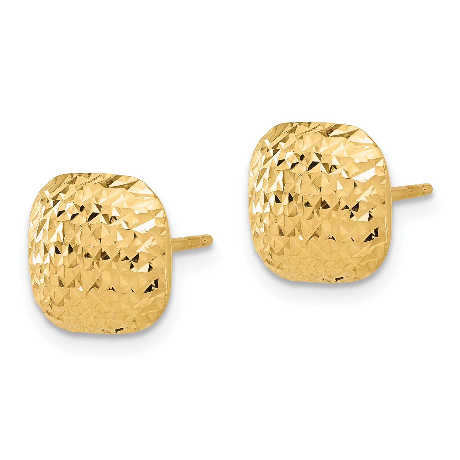 14K Polished and Diamond-cut 10mm Puffed Square Post Earrings Secondary image