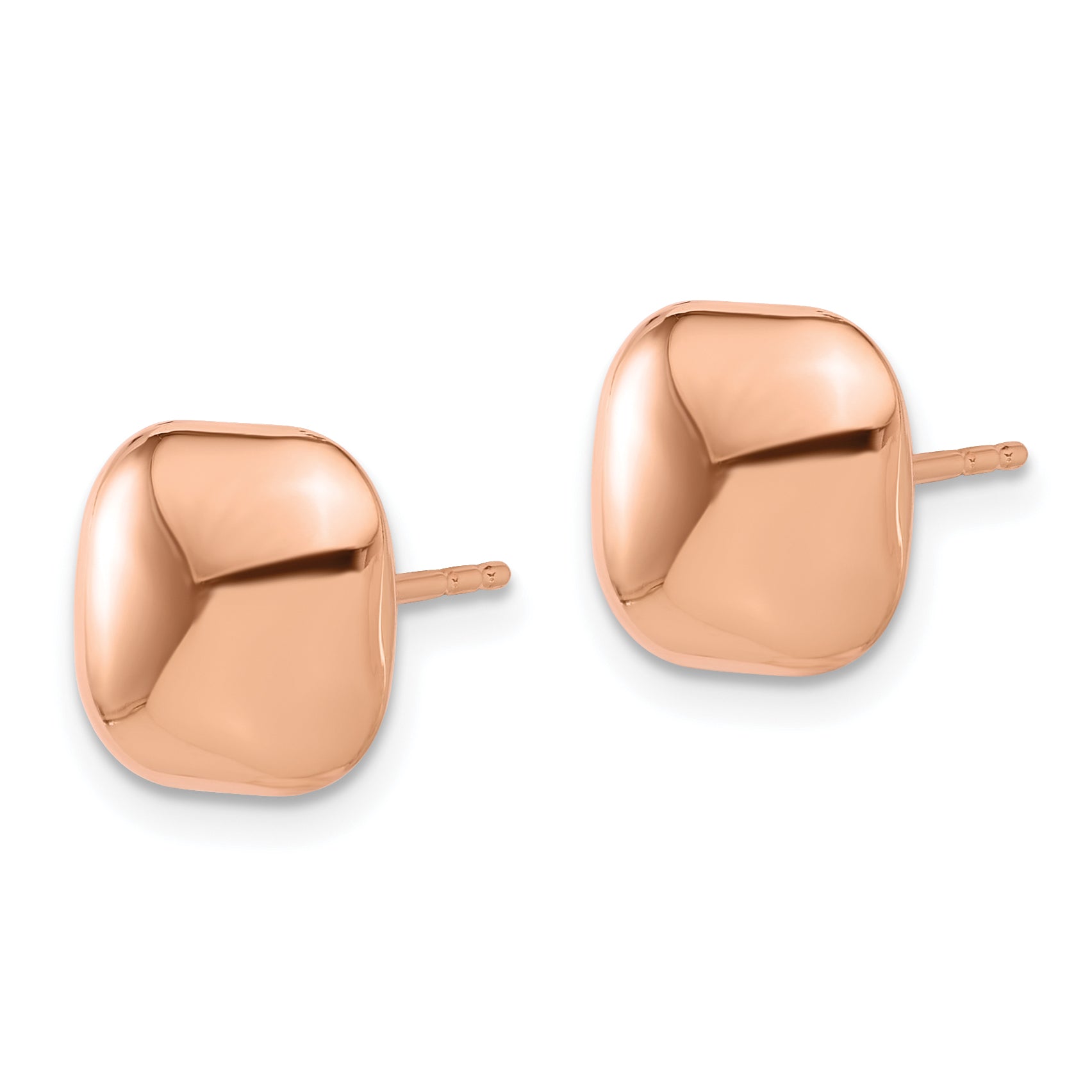 14K Rose Gold Polished 10mm Puffed Square Post Earrings Secondary image