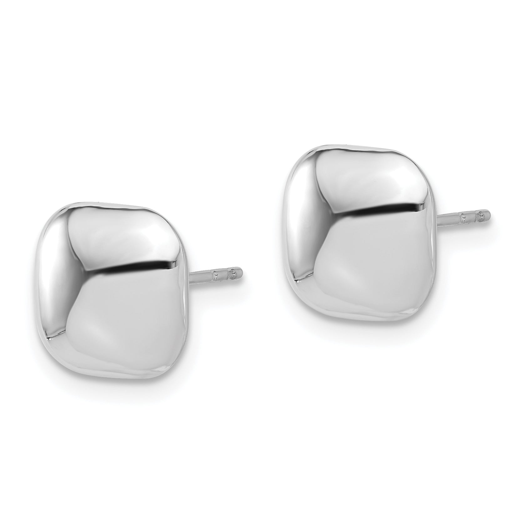 14K White Gold Polished 10mm Puffed Square Post Earrings Secondary image
