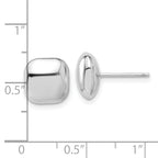 14K White Gold Polished 10mm Puffed Square Post Earrings