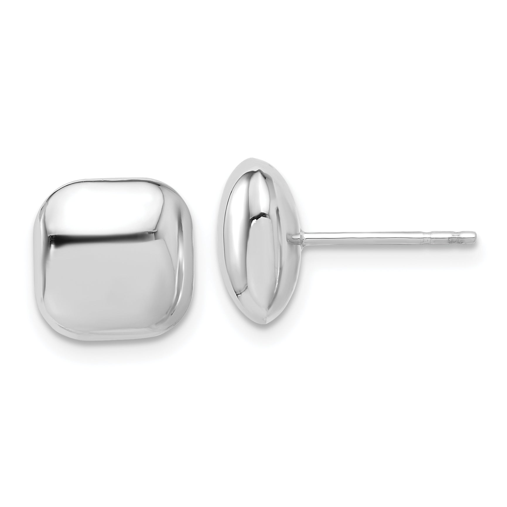 14K White Gold Polished 10mm Puffed Square Post Earrings Main image
