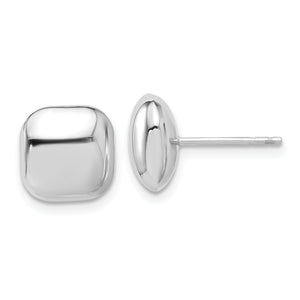 Puffed Square Stud Earrings in 14K White Gold, 10.1mm - Sophia Jewelers