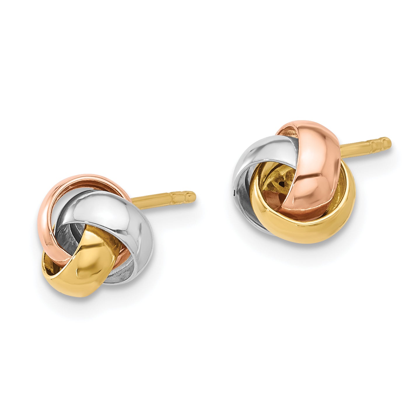 14K Polished Tri-color Love Knot Post Earrings Secondary image