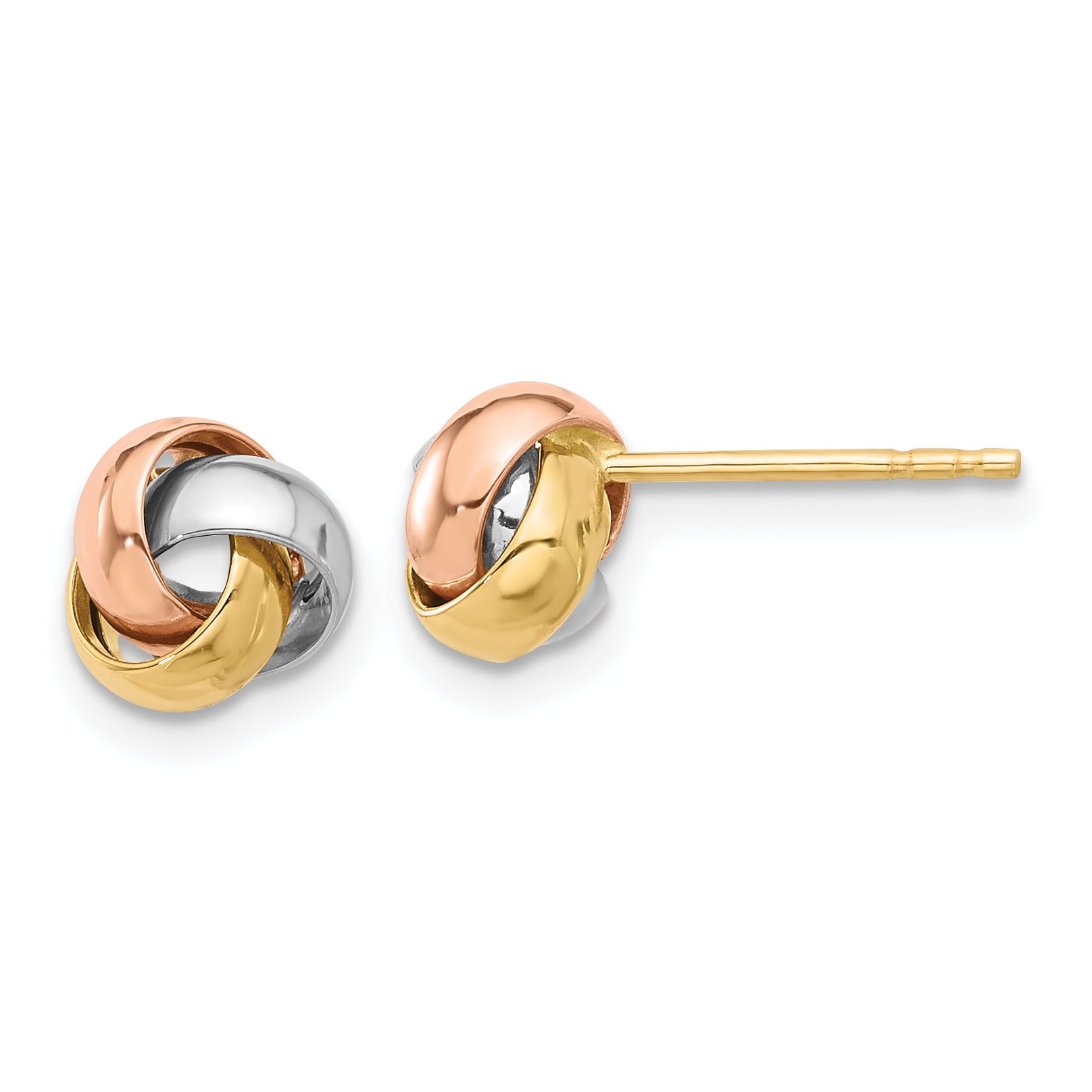 14K Polished Tri-color Love Knot Post Earrings Main image