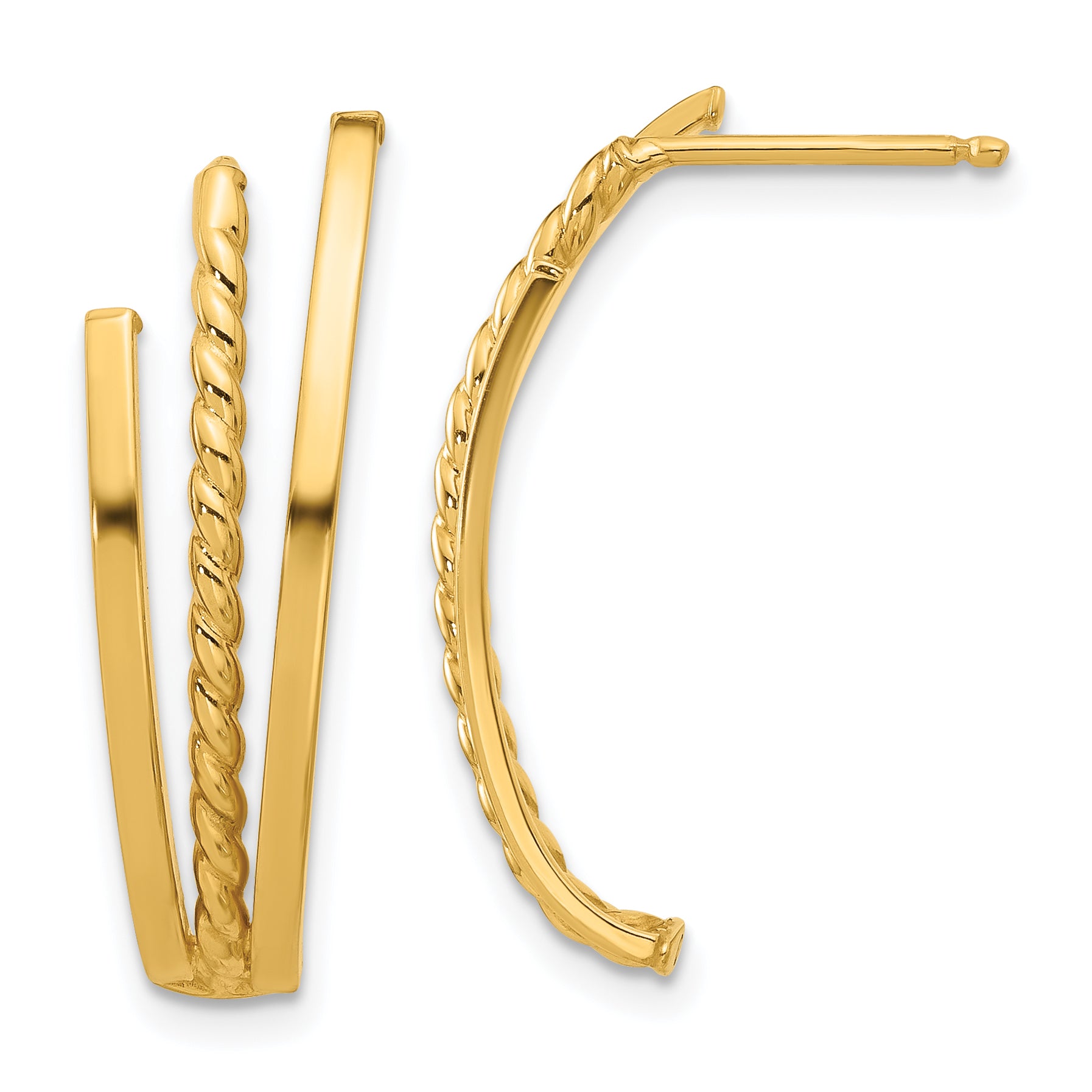 14K Polished and Twist Post Earrings Main image