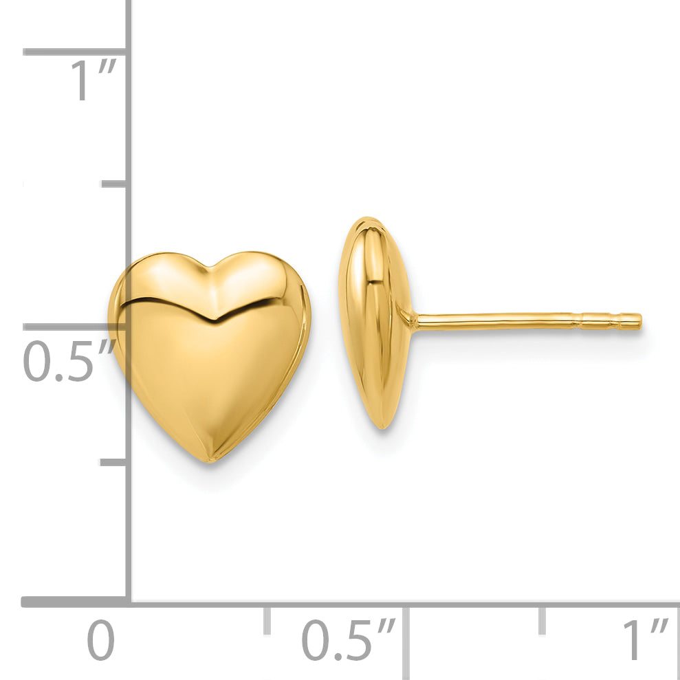 14K Polished Puffed Heart Post Earrings