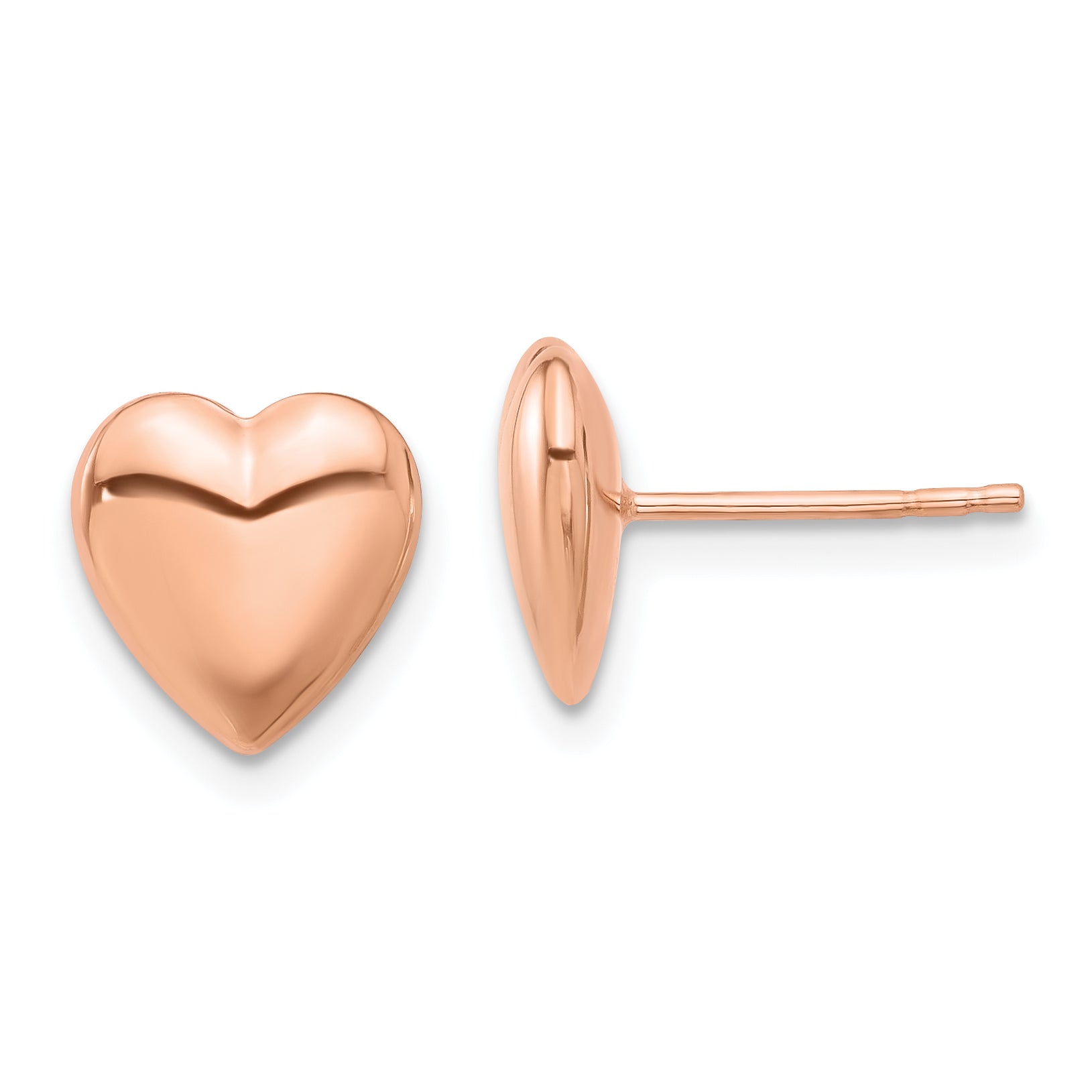 14K Rose Gold Polished Puffed Heart Post Earrings Main image
