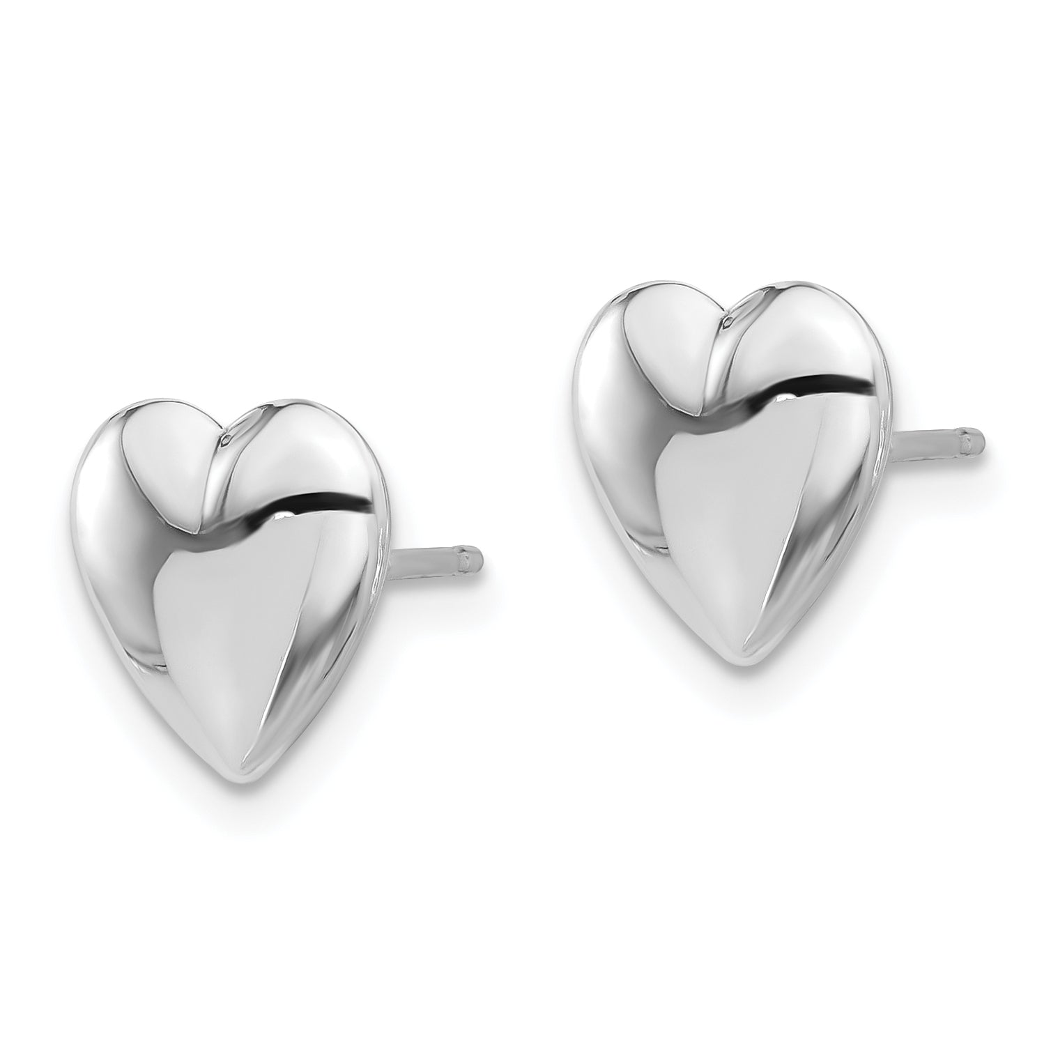 14K White Gold Polished Puffed Heart Post Earrings Secondary image