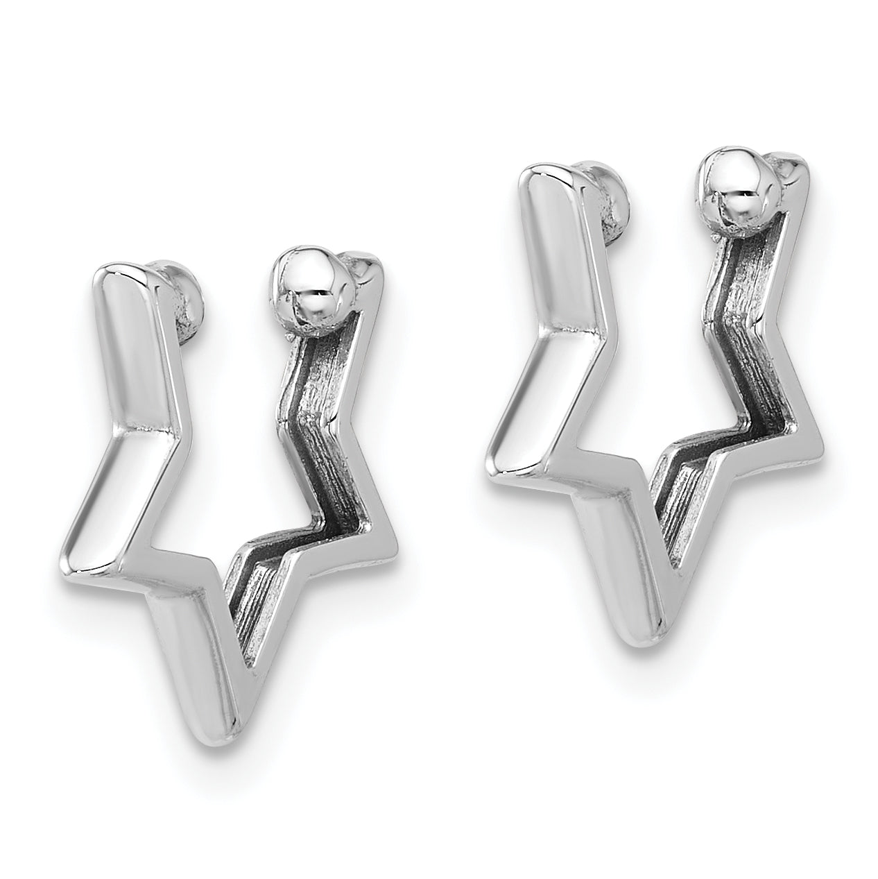 14K White Gold Polished Star Pair of Cuff Earrings Secondary image