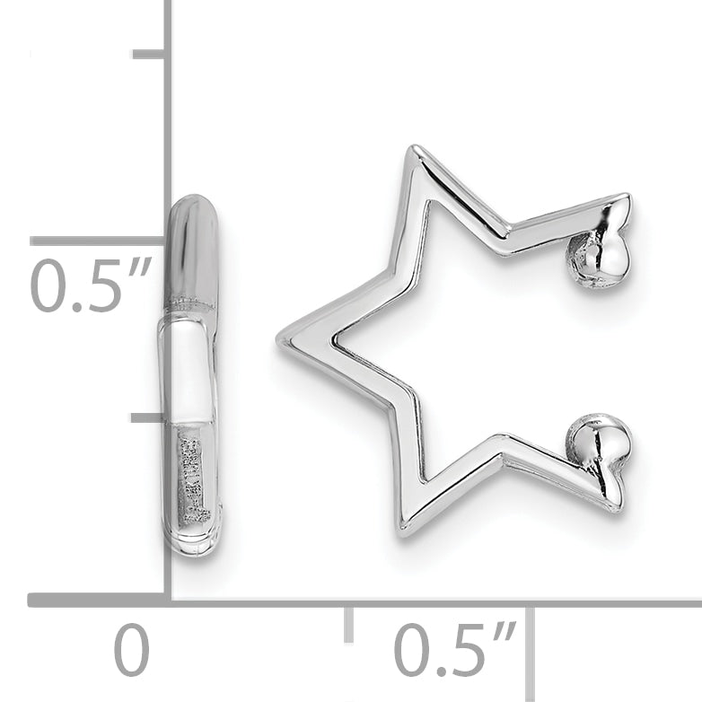14K White Gold Polished Star Pair of Cuff Earrings