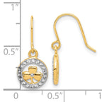 14k and White Rhodium D/C Clover in Circle Dangle Earrings