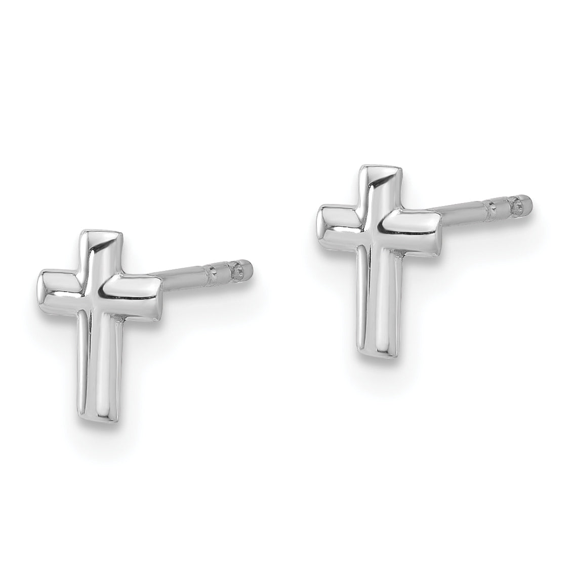 14K White Gold Polished Cross Post Earrings Secondary image