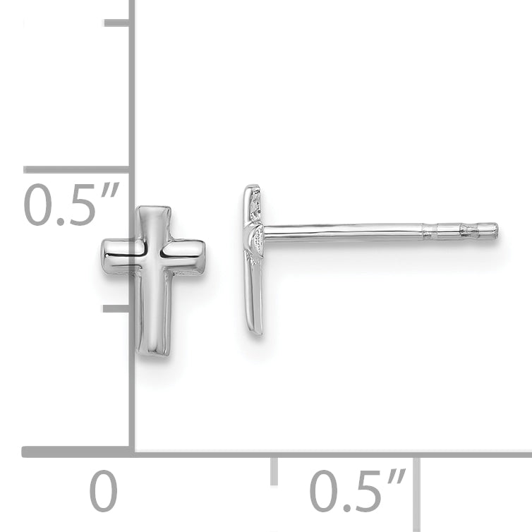 14K White Gold Polished Cross Post Earrings