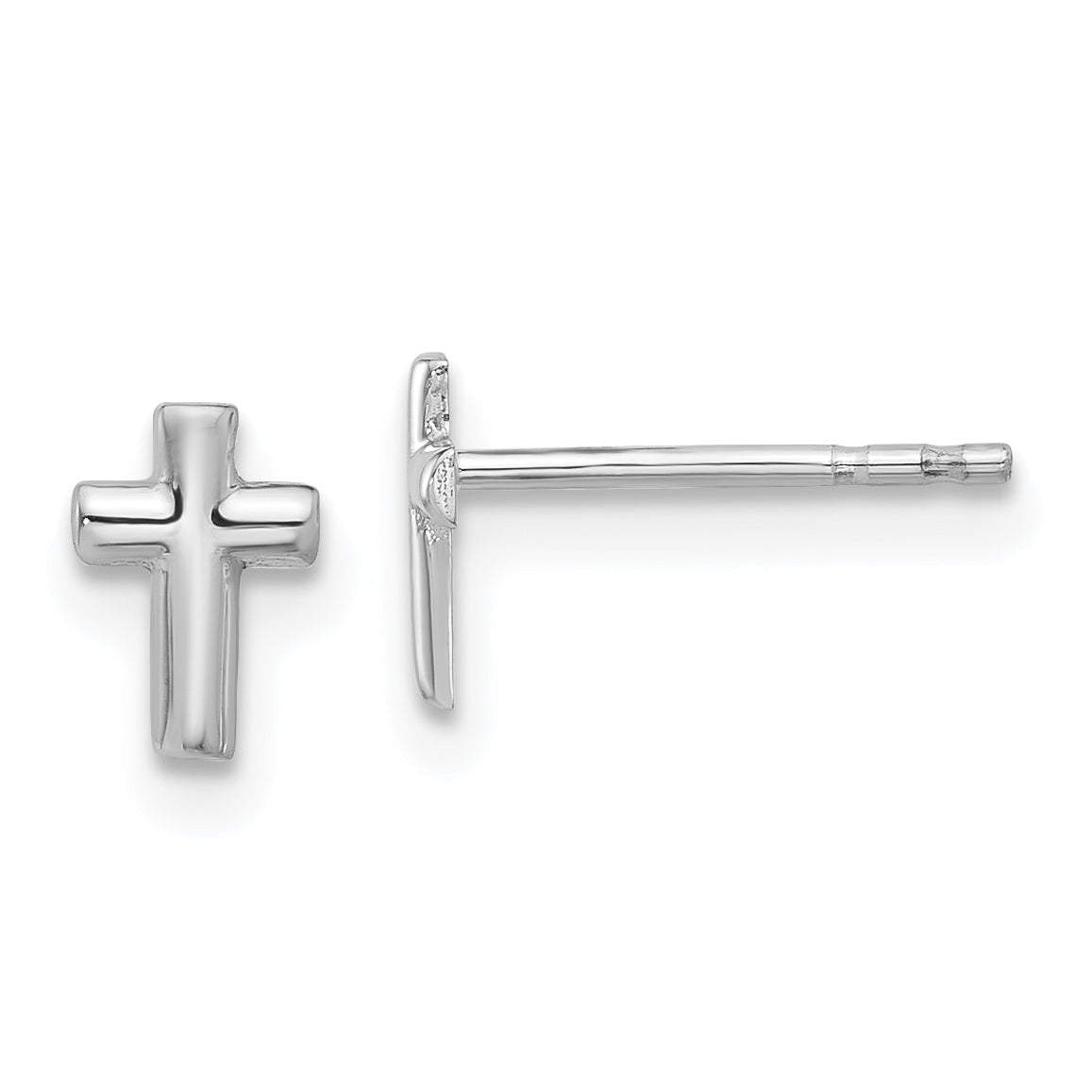 14K White Gold Polished Cross Post Earrings Main image