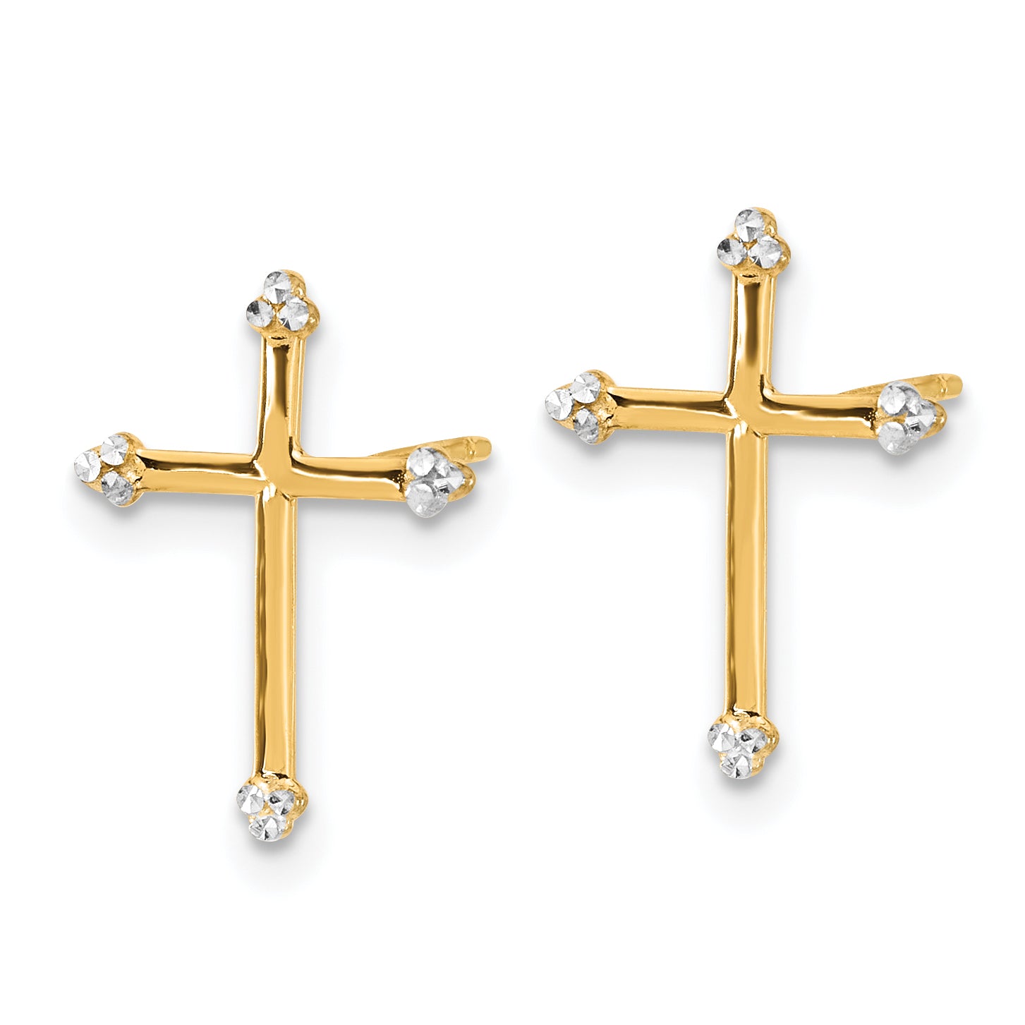 14k and White Rhodium D/C Cross Post Earrings Secondary image