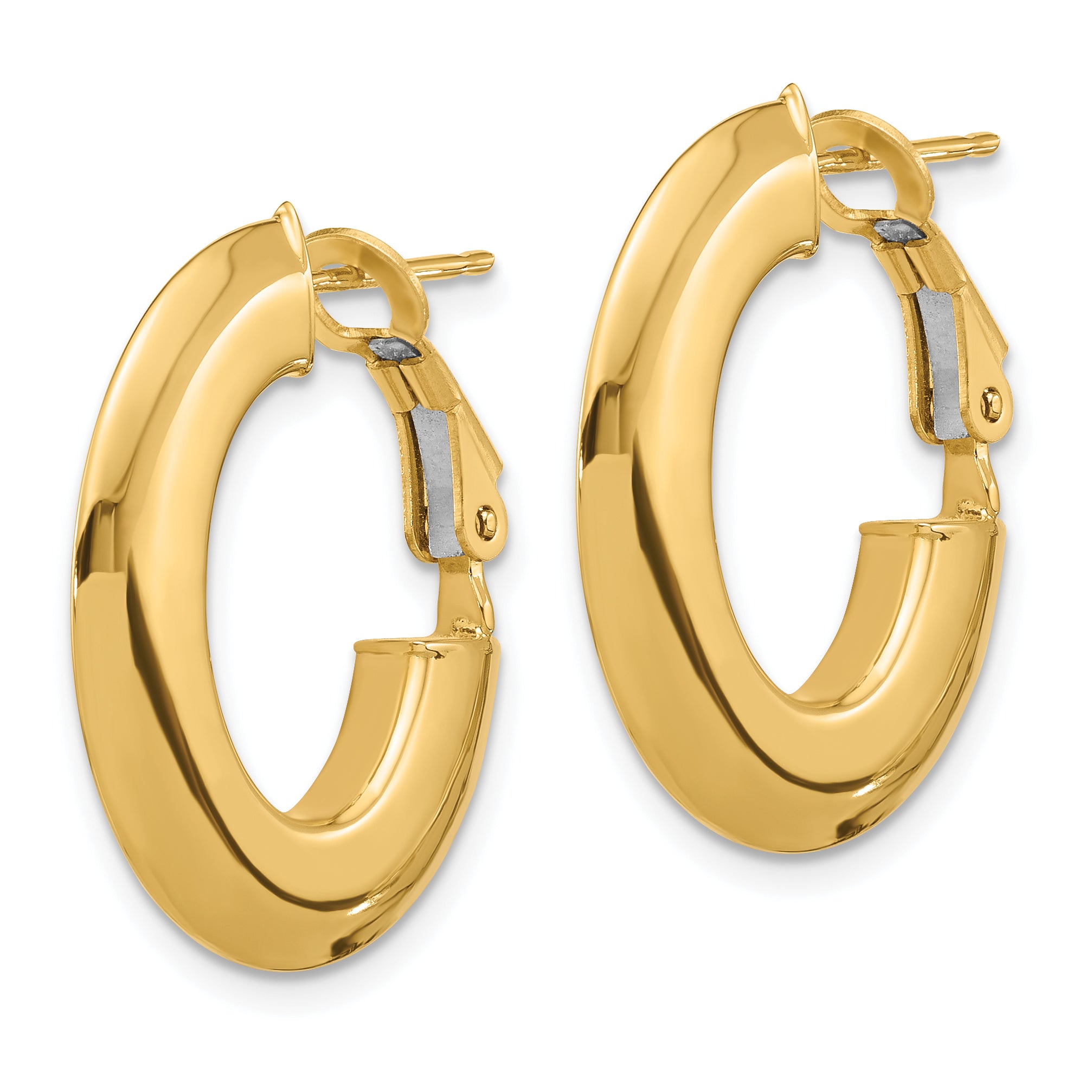 14K Polished Knife Edge Oval Hoop Omega Back Earrings Secondary image