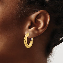 14K Polished Knife Edge Oval Hoop Omega Back Earrings