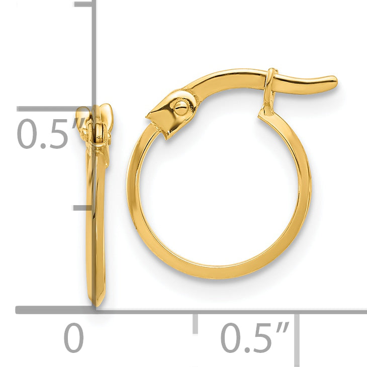 14K Polished Knife Edge Hoop Earrings