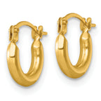 14k Polished 2.00 x 10.00mm Round Tube Hoop Earrings