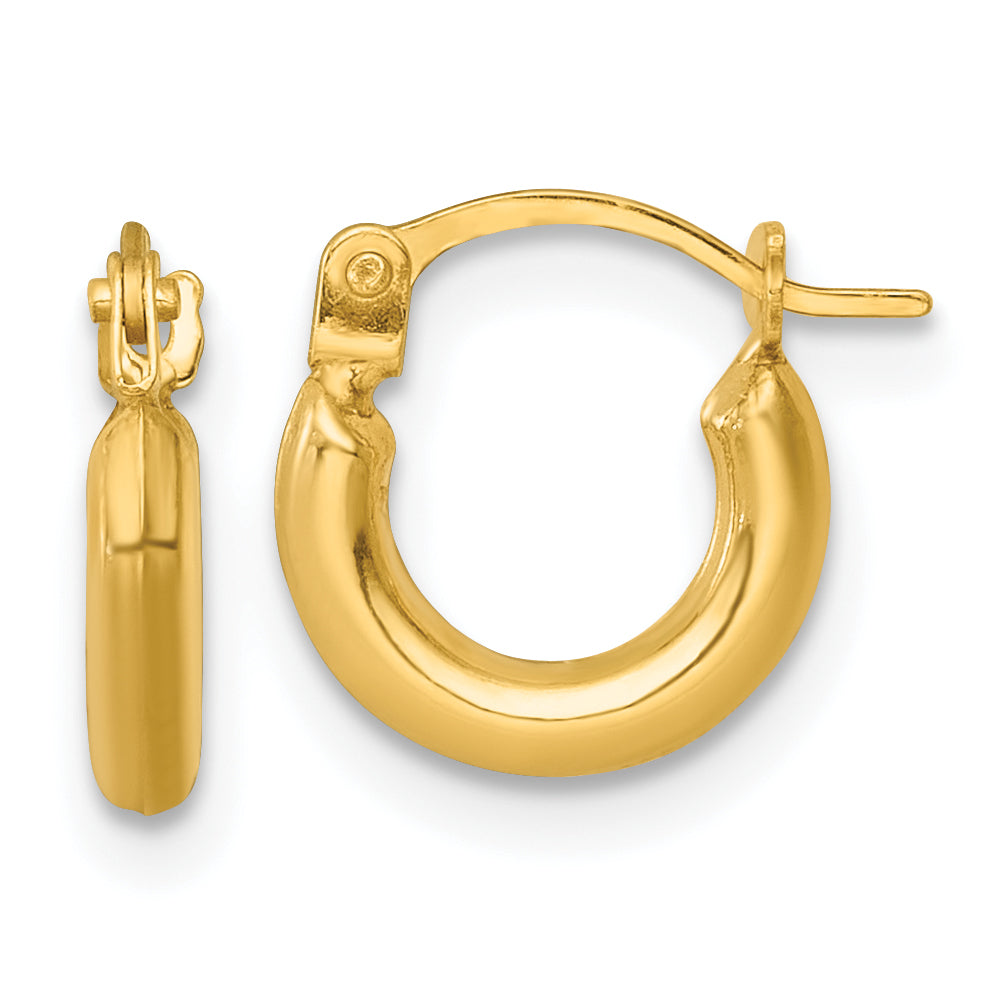 14k Polished 2.00 x 10.00mm Round Tube Hoop Earrings Main image