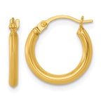 14k Polished 2.00 x 14.00mm Round Tube Hoop Earrings