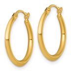 14k Polished 2.00 x 18.00mm Round Tube Hoop Earrings