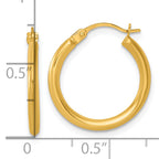 14k Polished 2.00 x 18.00mm Round Tube Hoop Earrings