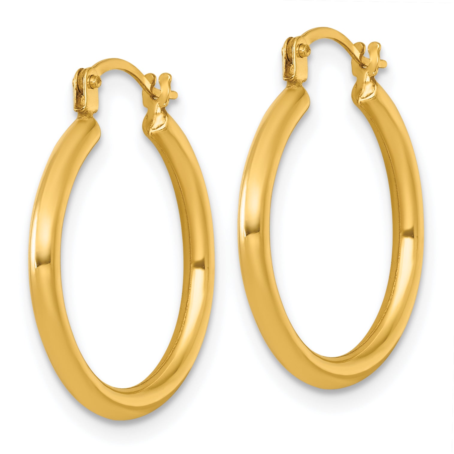 14k Polished 2.00 x 20.00mm Round Tube Hoop Earrings Secondary image
