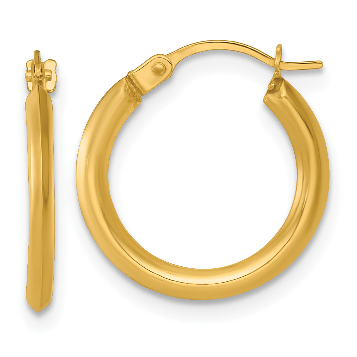 14k Polished 1.5 x 16.00mm Round Tube Hoop Earrings Main image