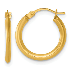 Round Tube Hoop Earrings in 14K Yellow Gold, 1.5x16mm - Sophia Jewelers