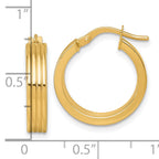 14k Polished and Grooved 4.00 x 18mm Tube Hoop Earrings