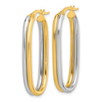 14K with White Rhodium Polished 4.00mm x 33mm Oval Hoop Earrings
