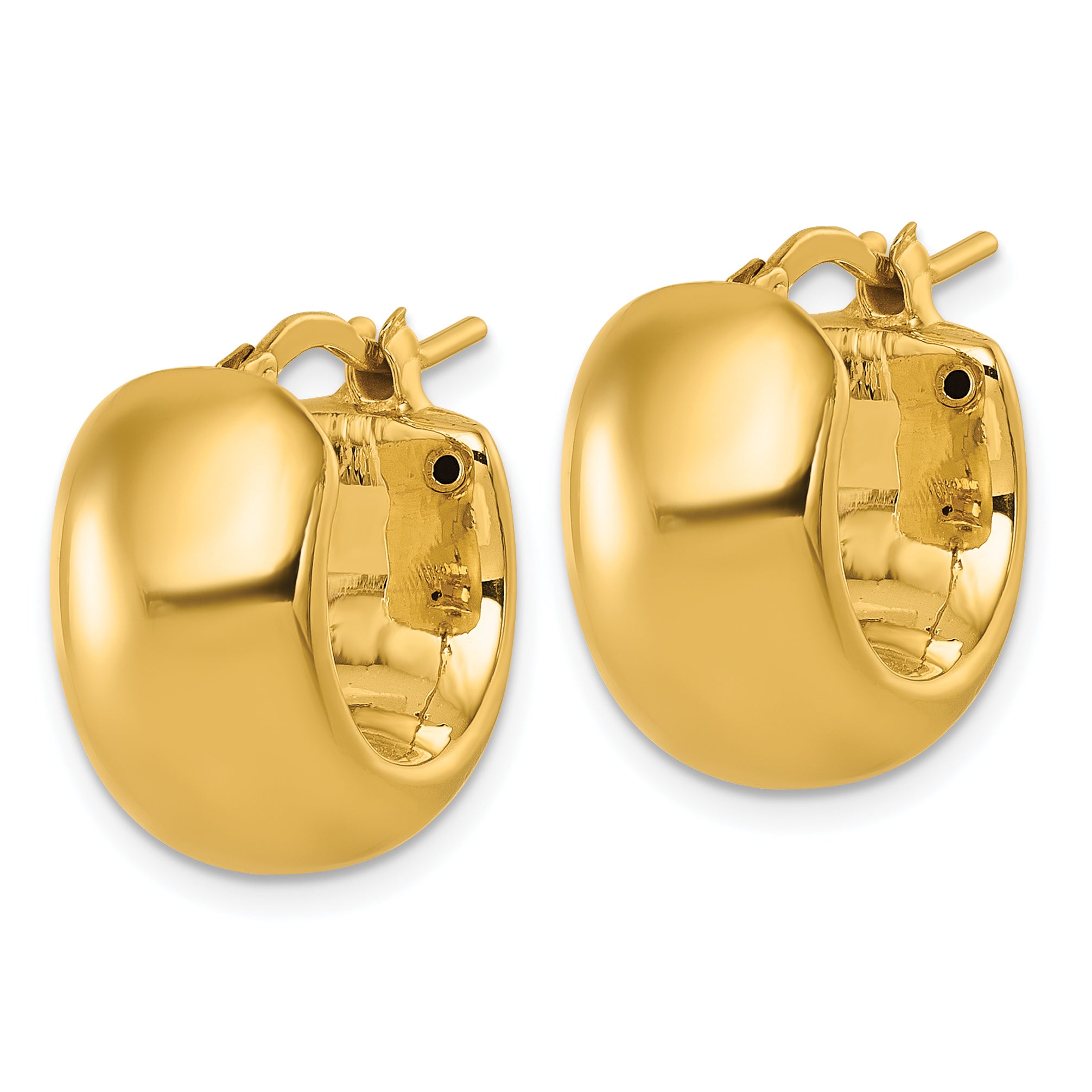 14k Polished 9.75mm x 17mm Puffed Round Hoop Earrings Secondary image