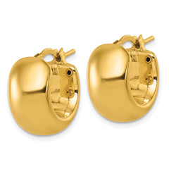 14k Polished 9.75mm x 17mm Puffed Round Hoop Earrings