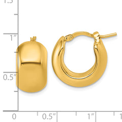 14k Polished 9.75mm x 17mm Puffed Round Hoop Earrings